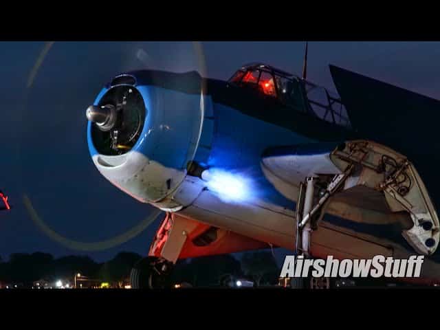 Loud Tbm Avengers Night Engine Run Up And Wall Of Fire Tbm Avenger